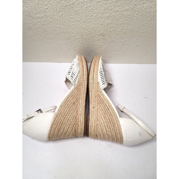 Ana Horizon Espadrille White Woven Wedge Sandals Size 11 Ankle Strap Open Toe - Picture 6 of 11